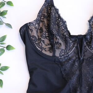 Popilush Shapewear Lace Deep V-Neck Sculpting Thong Bodysuit NWOT Large
